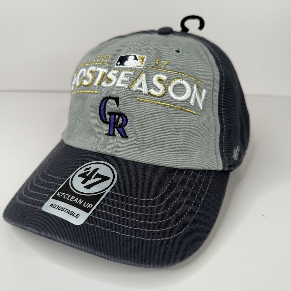 Colorado Rockies Hat Cap Strap Back Mens OSFA Gray 2017 Baseball Postseason 47